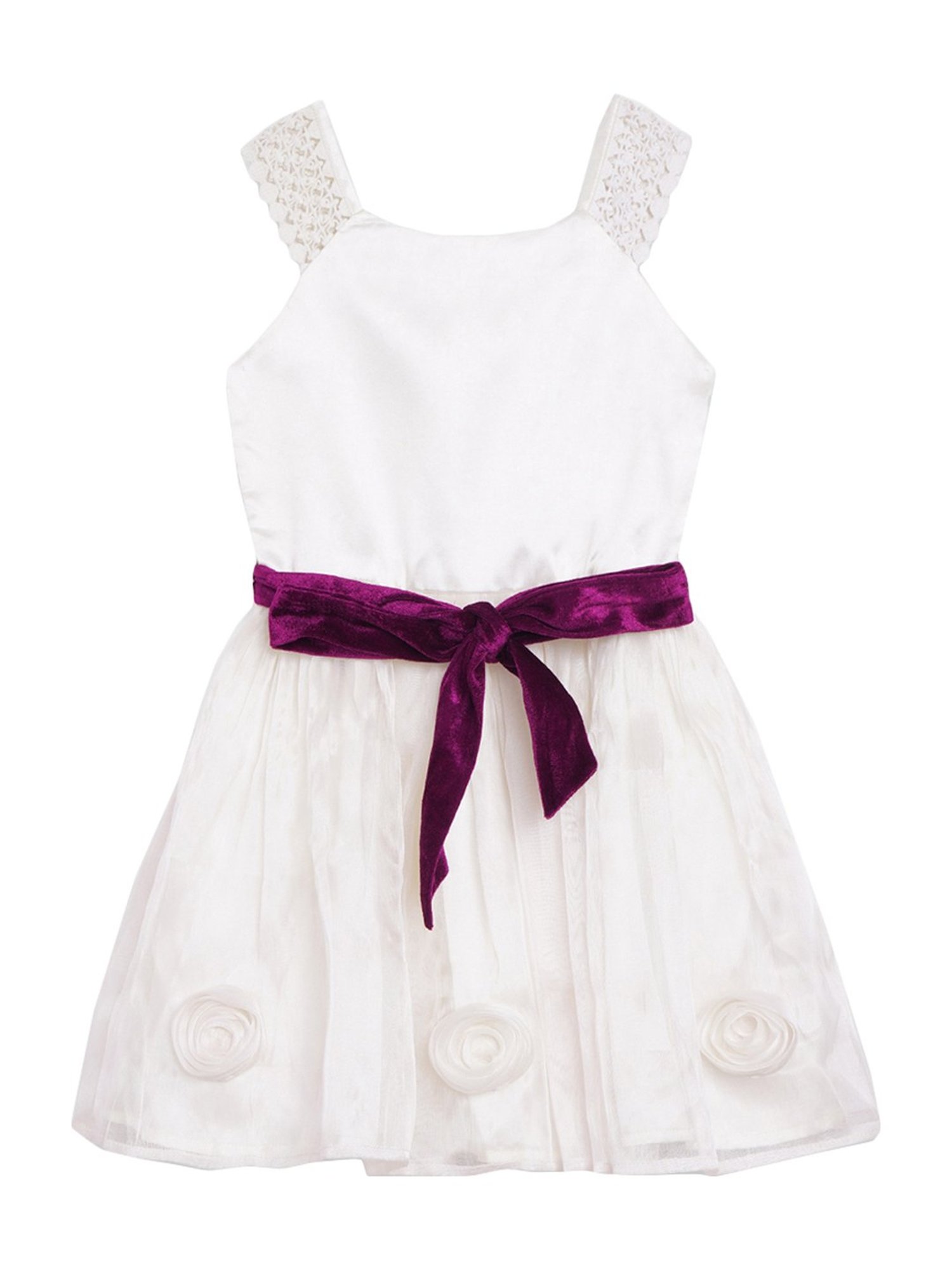 Butterfly Blush Kids Ivory White Cotton Applique Dress & Shrugs