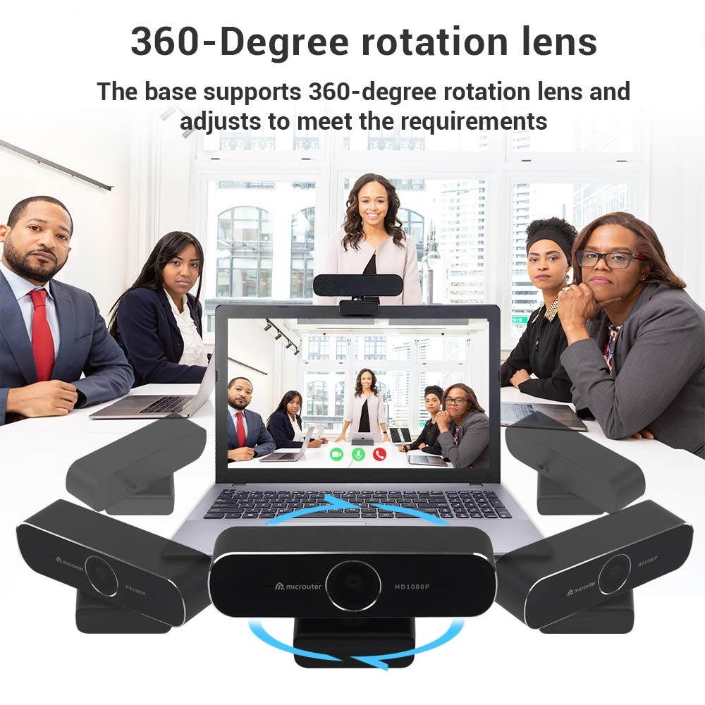 1080p USB Webcam with H.264 Video Compression & Privacy Cover, Streaming Camera, Plug & Play, Auto Focus for Conference, Gaming, Online Classes