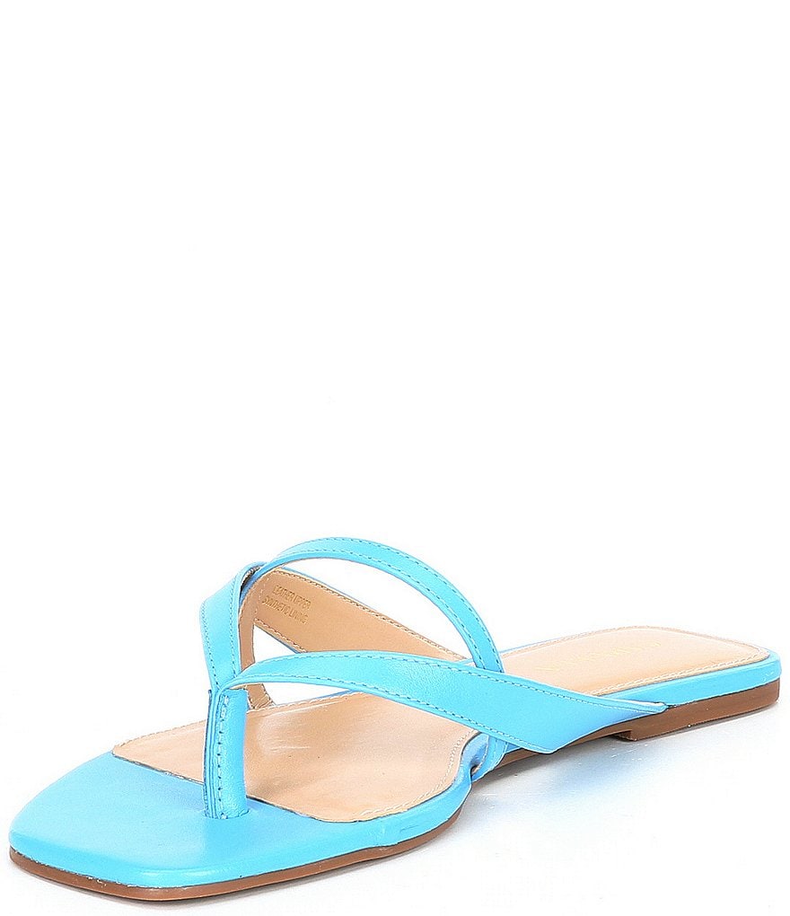 Carvela Grand Leather Square Toe Thong Sandals