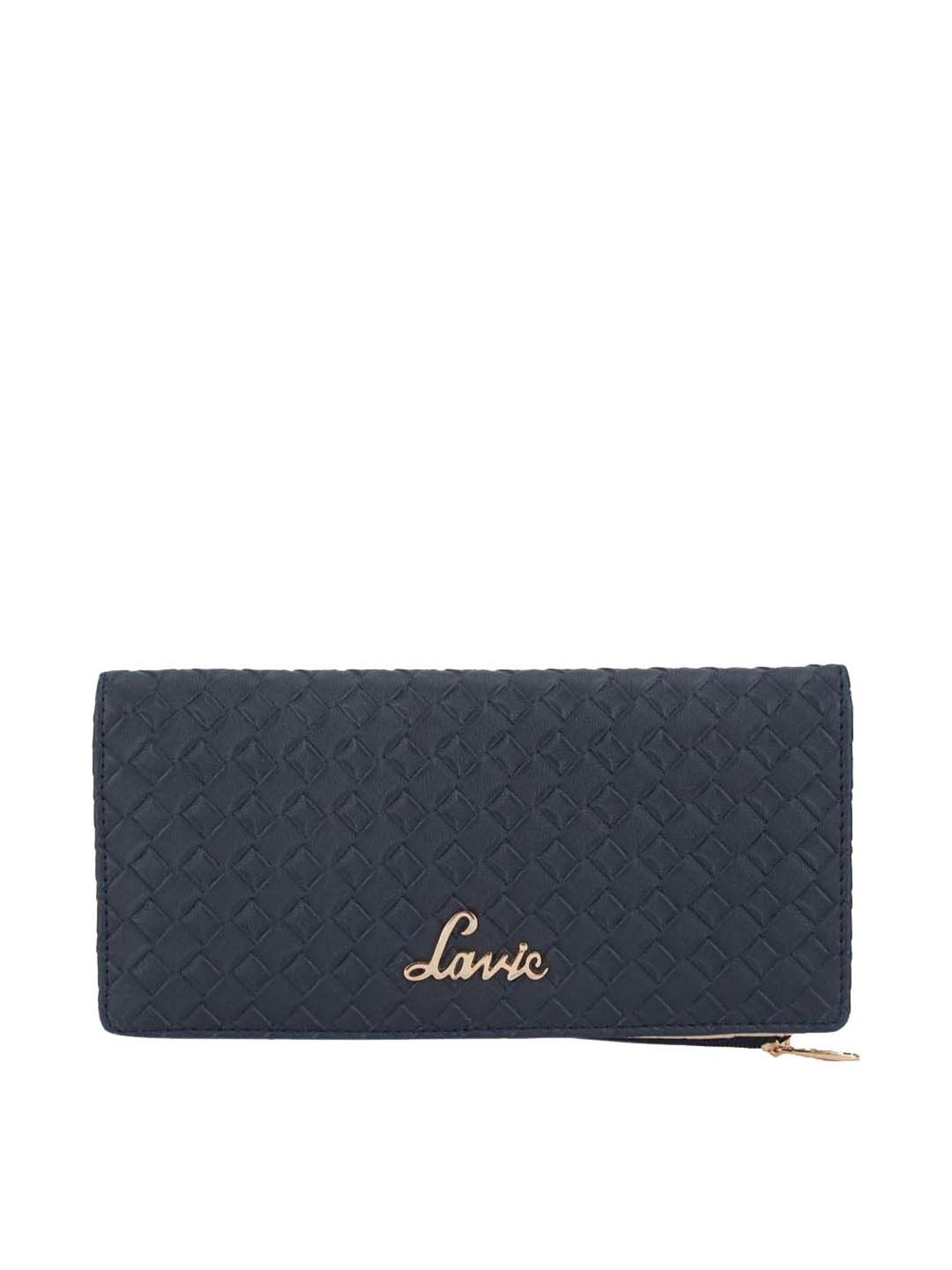 Lavie Bot Safain Navy Textured Bi-Fold Wallet for Women