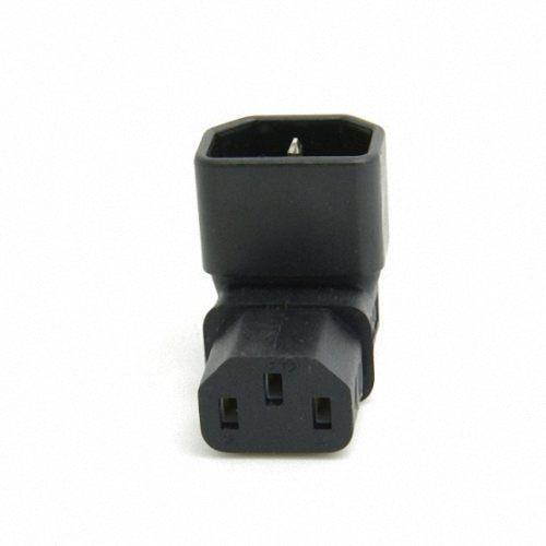 Cablecc  IEC Male C14 to Down Right Angled 90 Degree IEC Female C13 Power Extension Adapter