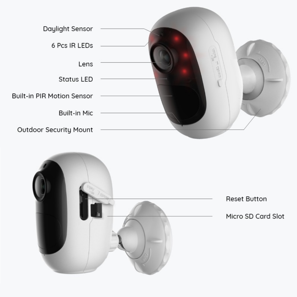 Reolink Outdoor Rechargeable Battery Security Camera Wireless 1080P HD Night Vision PIR Motion Detection 2-Way Audio, Support Google Assistant & Alexa, Cloud Storage, Argus 2E + White Solar