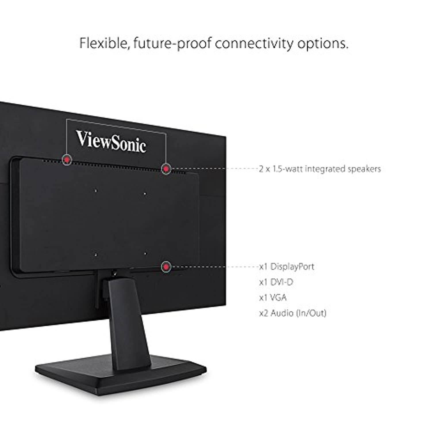 ViewSonic VA2452SM 24 Inch 1080p LED Monitor DisplayPort DVI and VGA Inputs for Home and Office Black (VA2452SM)