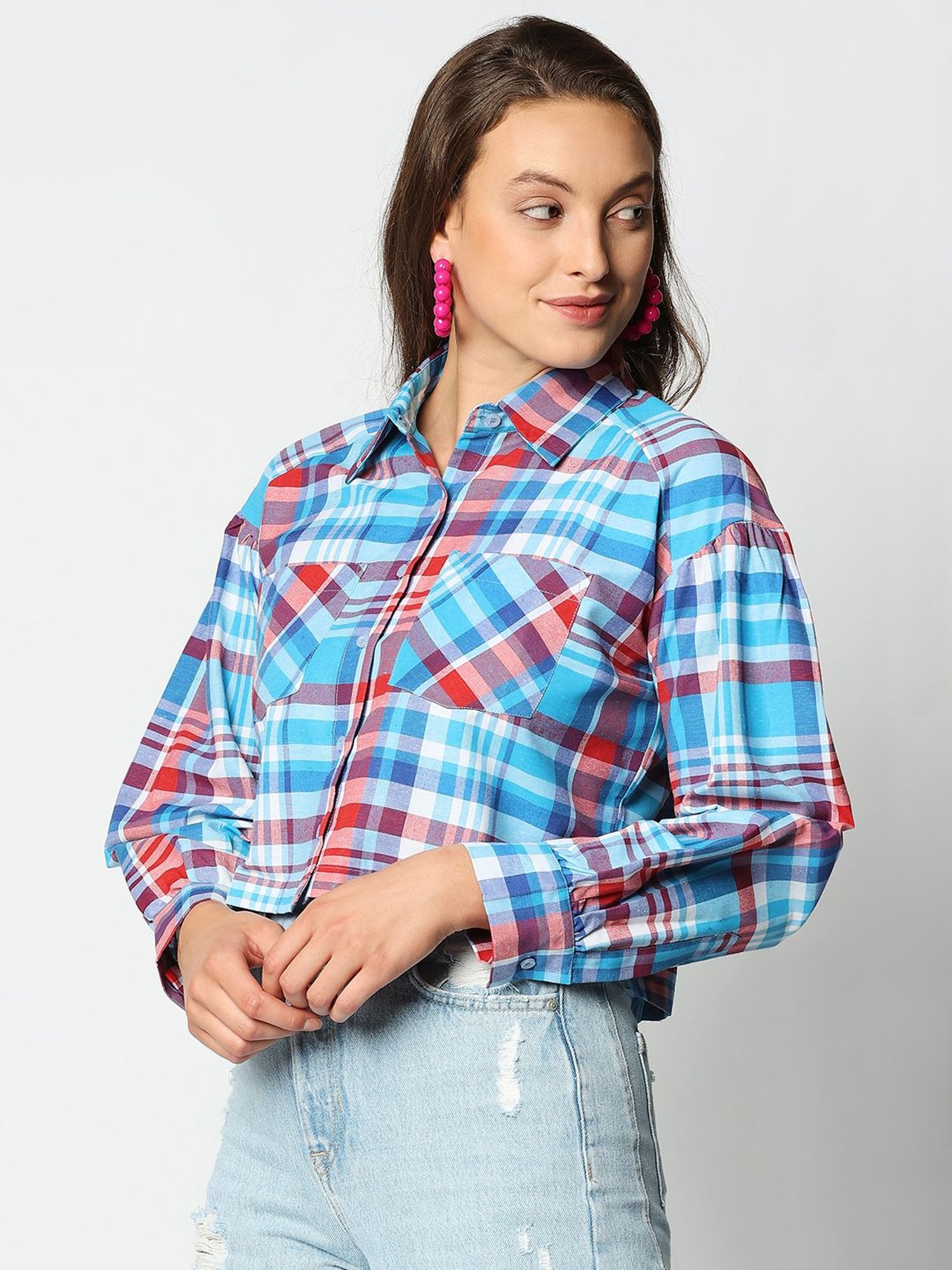 Remanika Blue & Red Chequered Shirt