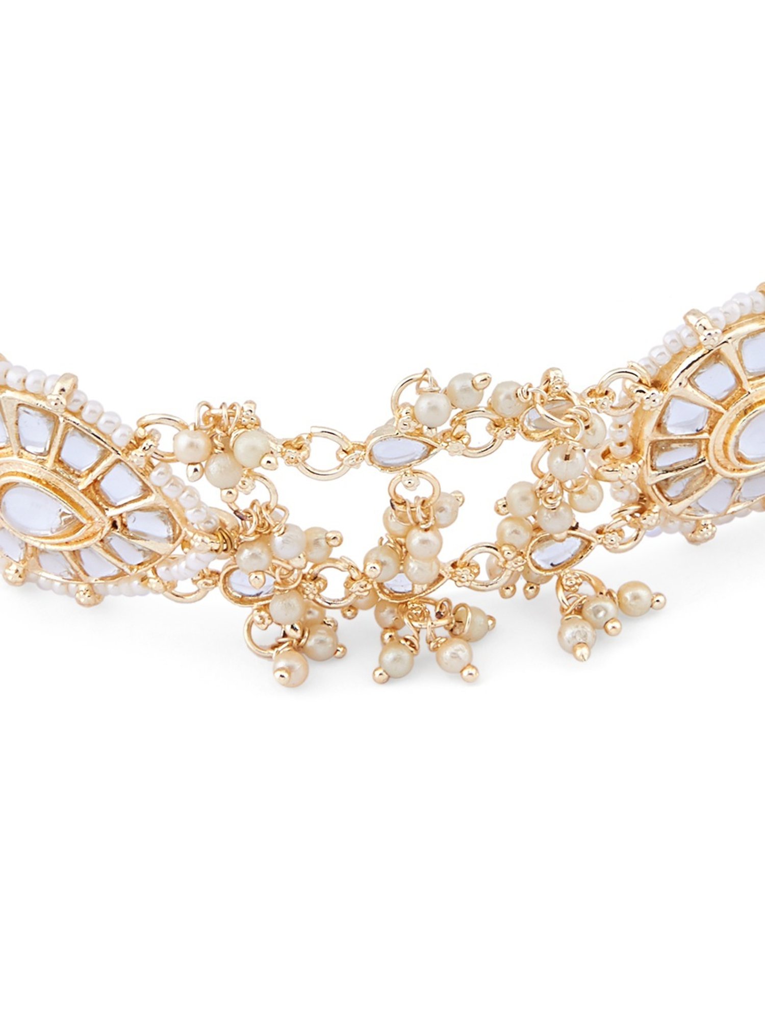 Zaveri Pearls Gold Tone Tilak Shape Kundan & Pearls Bridal Head Chain-ZPFK13068