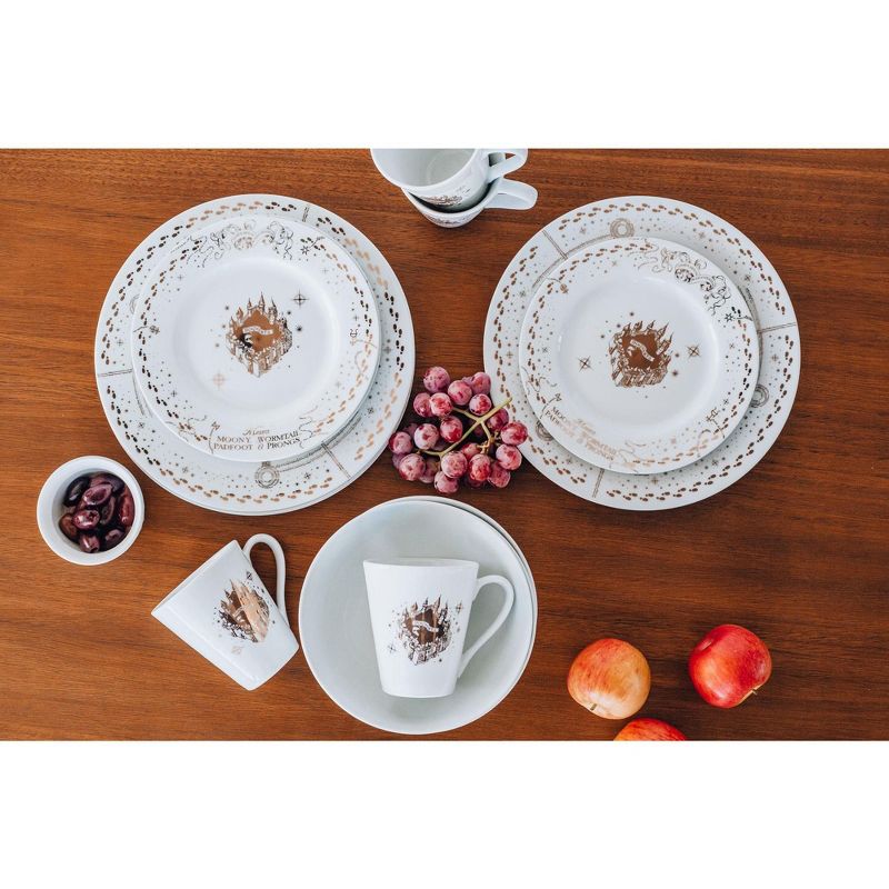 Robe Factory LLC Harry Potter Marauders Map 16-Piece Ceramic Dinnerware Set | Plates, Bowls, Mugs