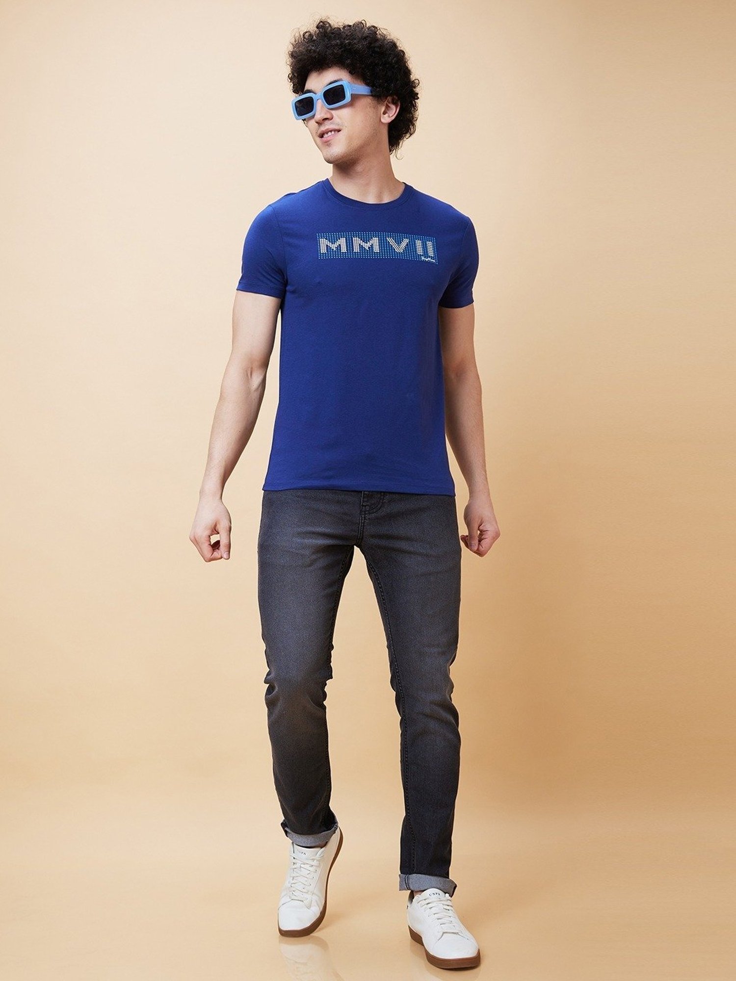 Being Human Navy Regular Fit Printed T-Shirt