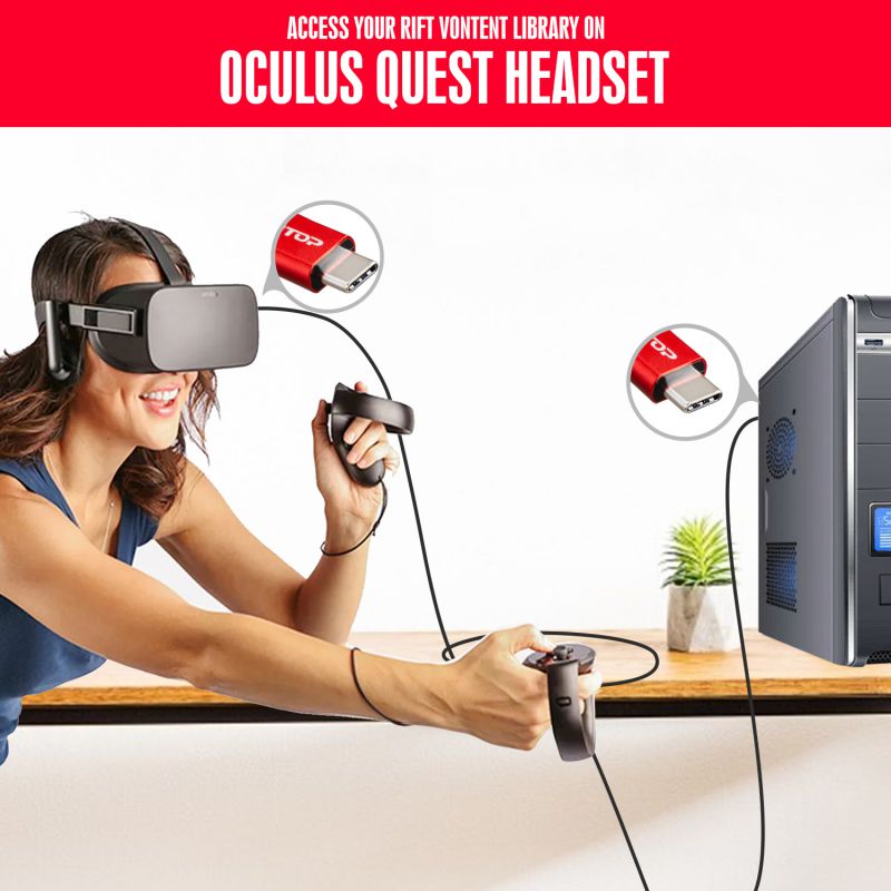 Oculus Link Cable 10FT, RIITOP USB 3.1 C to C Cable Right Angled with Emarker, up to 100W 20V 5A PD Charging, 10Gbps Data Transfer, 4K Video Output, for Oculus Quest 2 Charging, USB-C Monitor Display