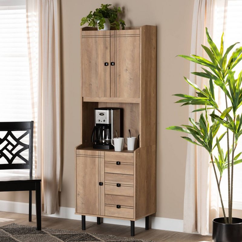 Patterson 3 Drawer Kitchen Storage Cabinet Oak/Brown - Baxton Studio