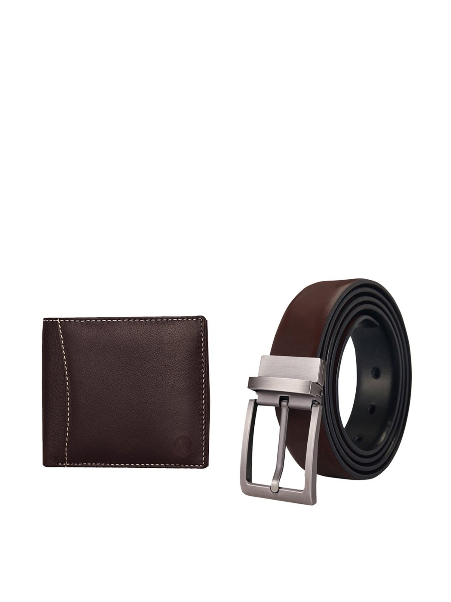 SCHARF Dark Brown Leather Reversible Belt With Wallet for Men