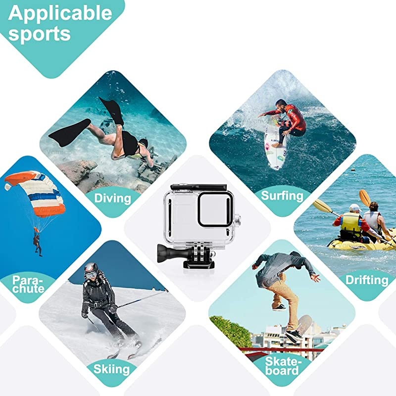 for Gopro Hero 8 Black Accessories with Waterproof Housing Case 60Meter Underwater Protective Diving Shell for Go pro Hero8 Action Camera AVP651