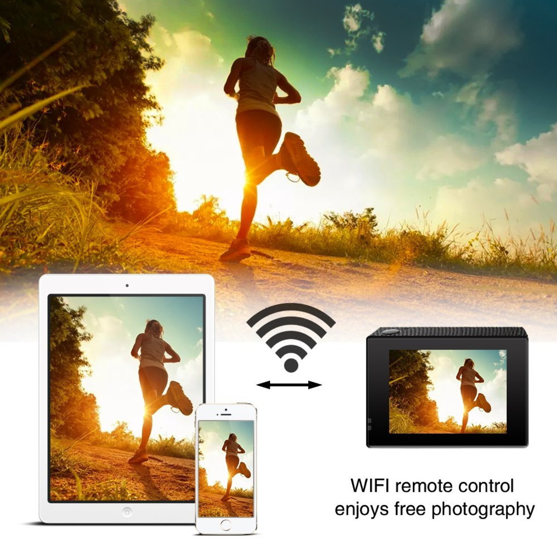 Action Camera 1080P 4K Ultra HD WiFi Best Video Sports Camera 16MP 1080P 170 Degree Wide Angle 2.0 Inch Screen 100 foot Underwater Waterproof Camera