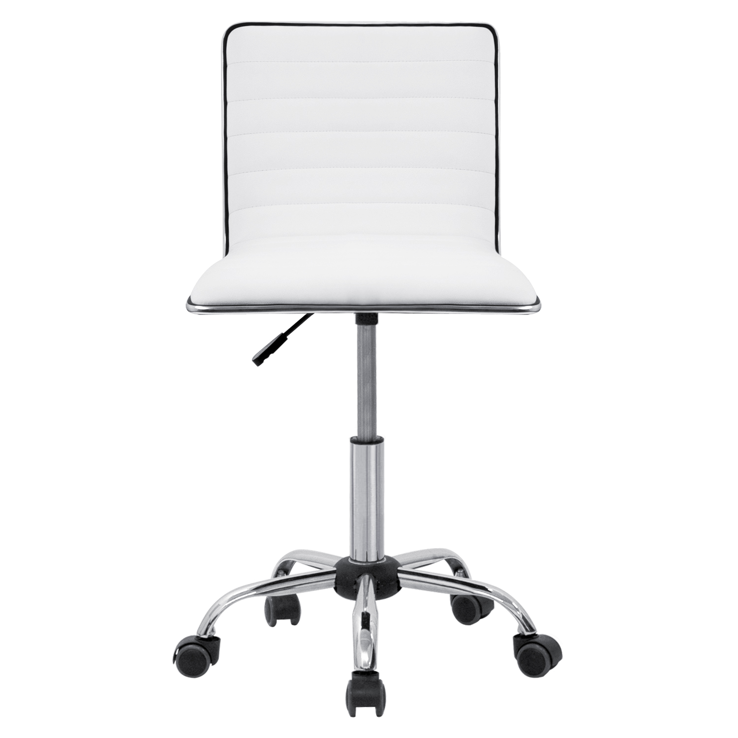 Furmax Mid Back Task Chair, Low Back PU Leather Swivel Office Desk Chair, Computer Chair with Armless Ribbed Soft Upholstery (Grey)