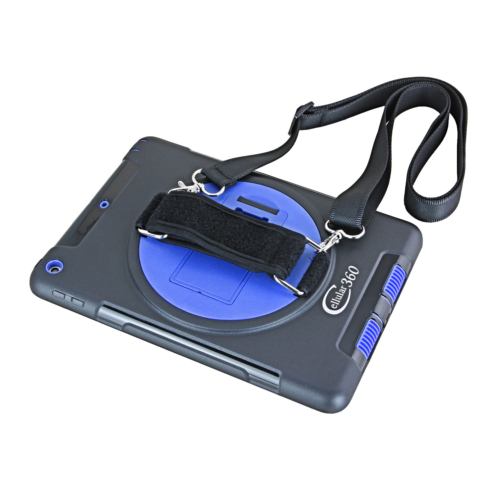 Cellular360 Apple iPad 9.7 2017 2018, iPad 5th Gen., iPad 6th Gen. Shockproof Case with 360 Degrees Rotatable Kickstand, Adjustable Handle and Shoulder Strap