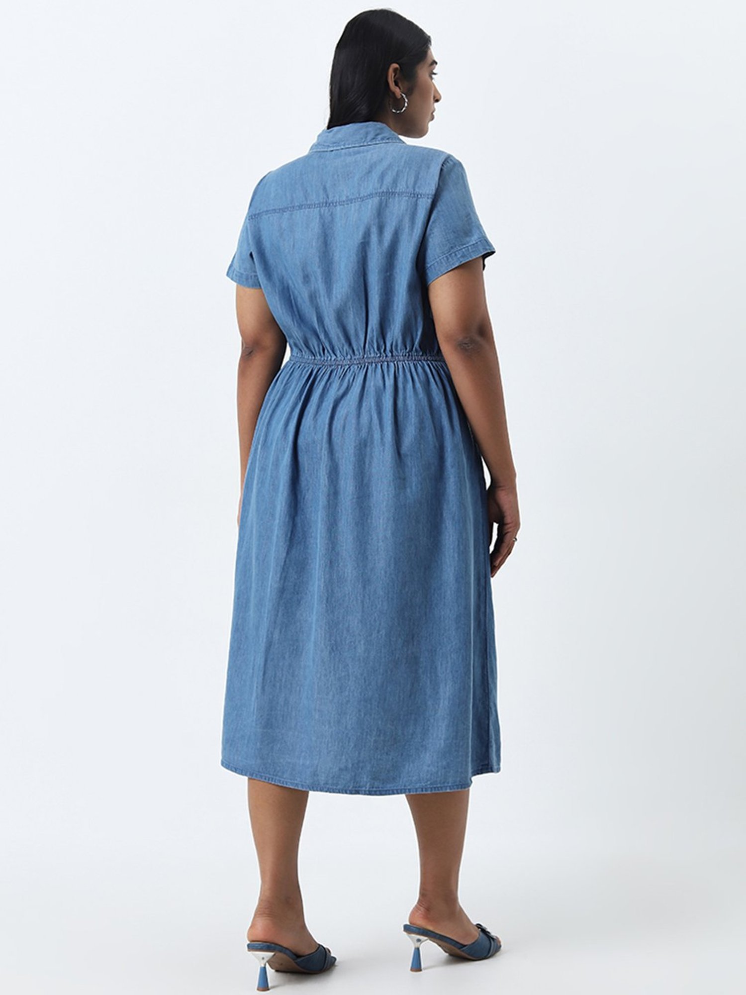 Gia by Westside Blue Denim Shirt Dress