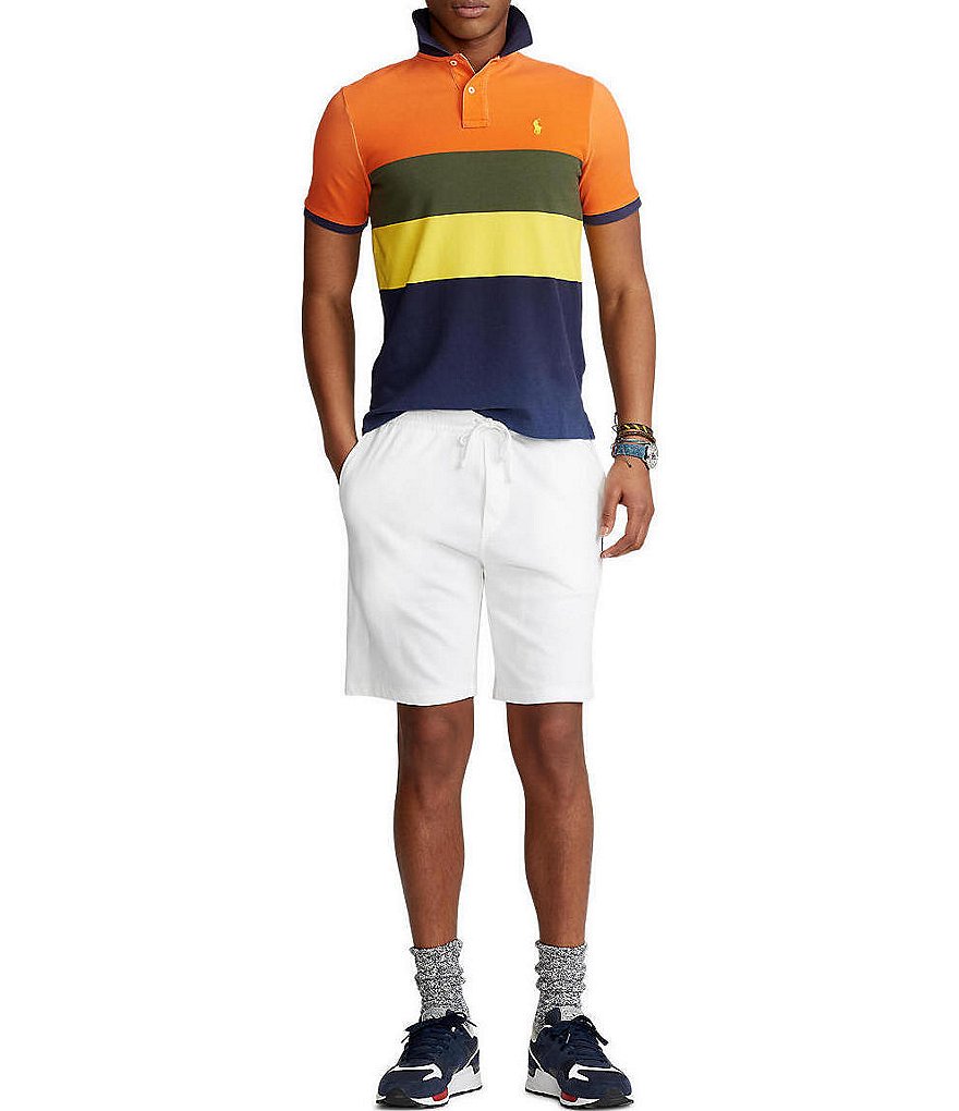 Polo Ralph Lauren Classic-Fit Multi-Color Stripe Mesh Short-Sleeve Polo Shirt