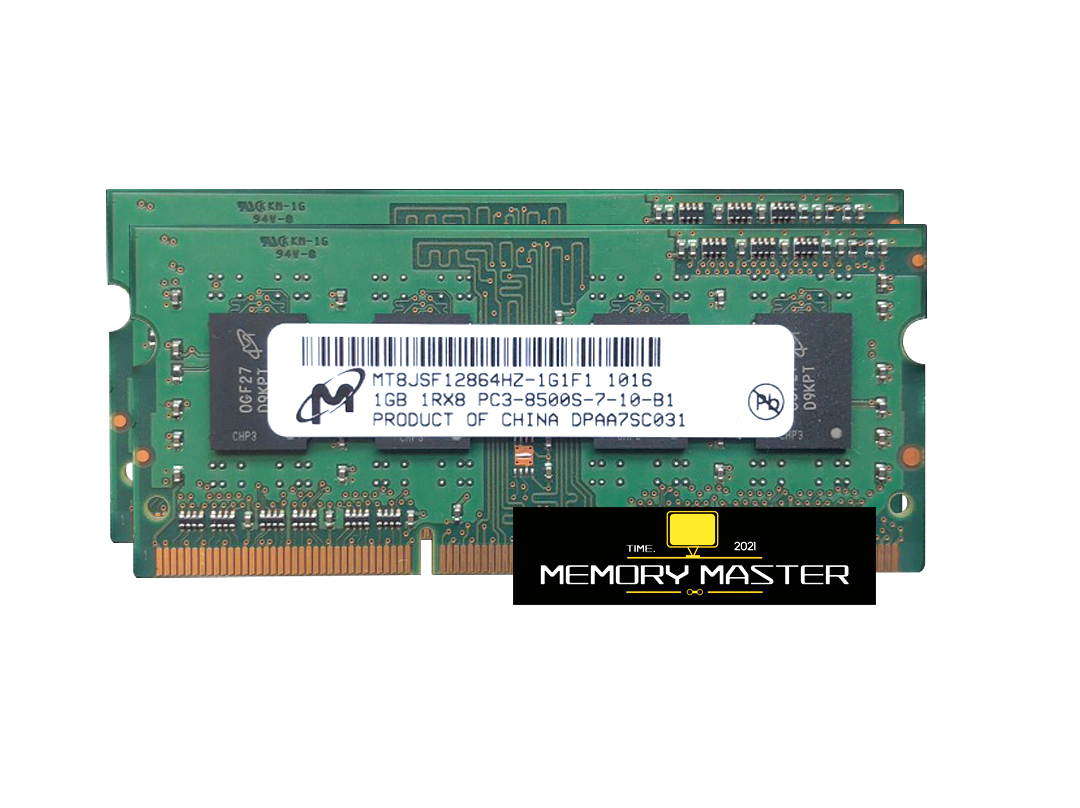 Micron 2GB(2X1GB) MT8JSF12864HZ-1G1F 1.5V 204-Pin DDR3-1066 SODIMM PC3-8500S-7-10-B1  Laptop MEMORY