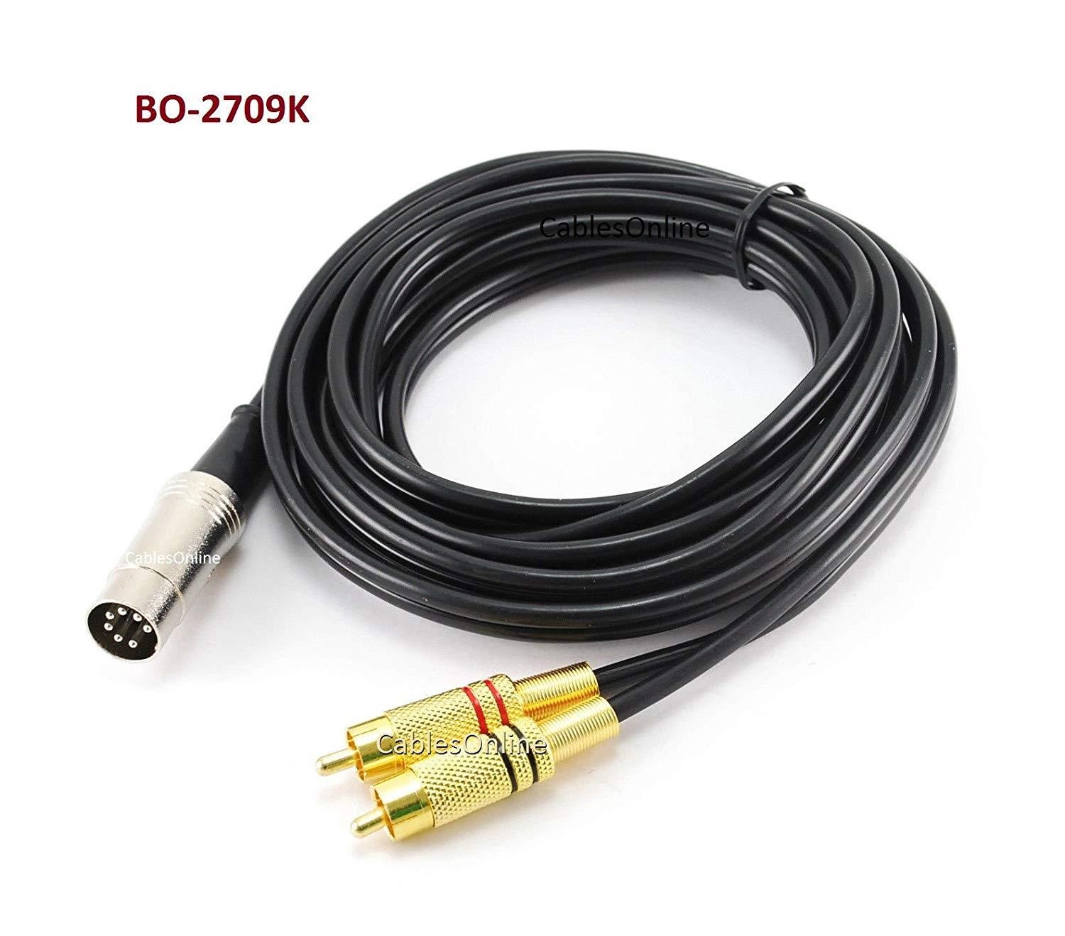 CablesOnline 9ft 7-Pin Din Male to 2-RCA Male Professional Grade Audio Cable for Bang & Olufsen, Naim, Quad...Stereo Systems (BO-2709K)