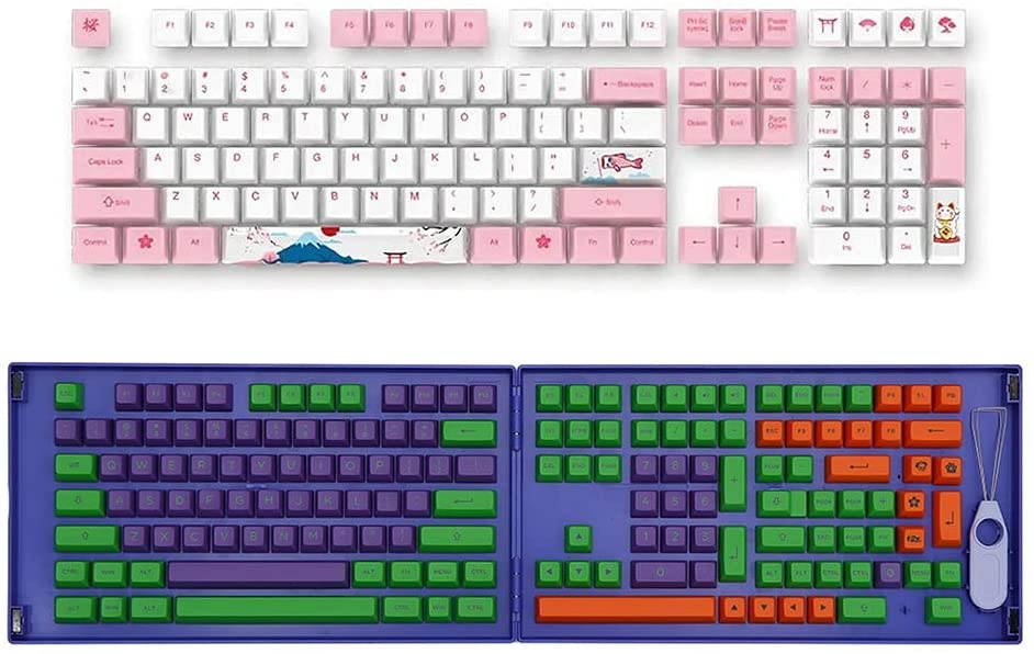 AKKO World Tour-Tokyo 114 Keys OEM Cherry Profile PBT Keycaps Set with AKKO EVA-01 158 Keys ASA Profile Full Keycaps Set