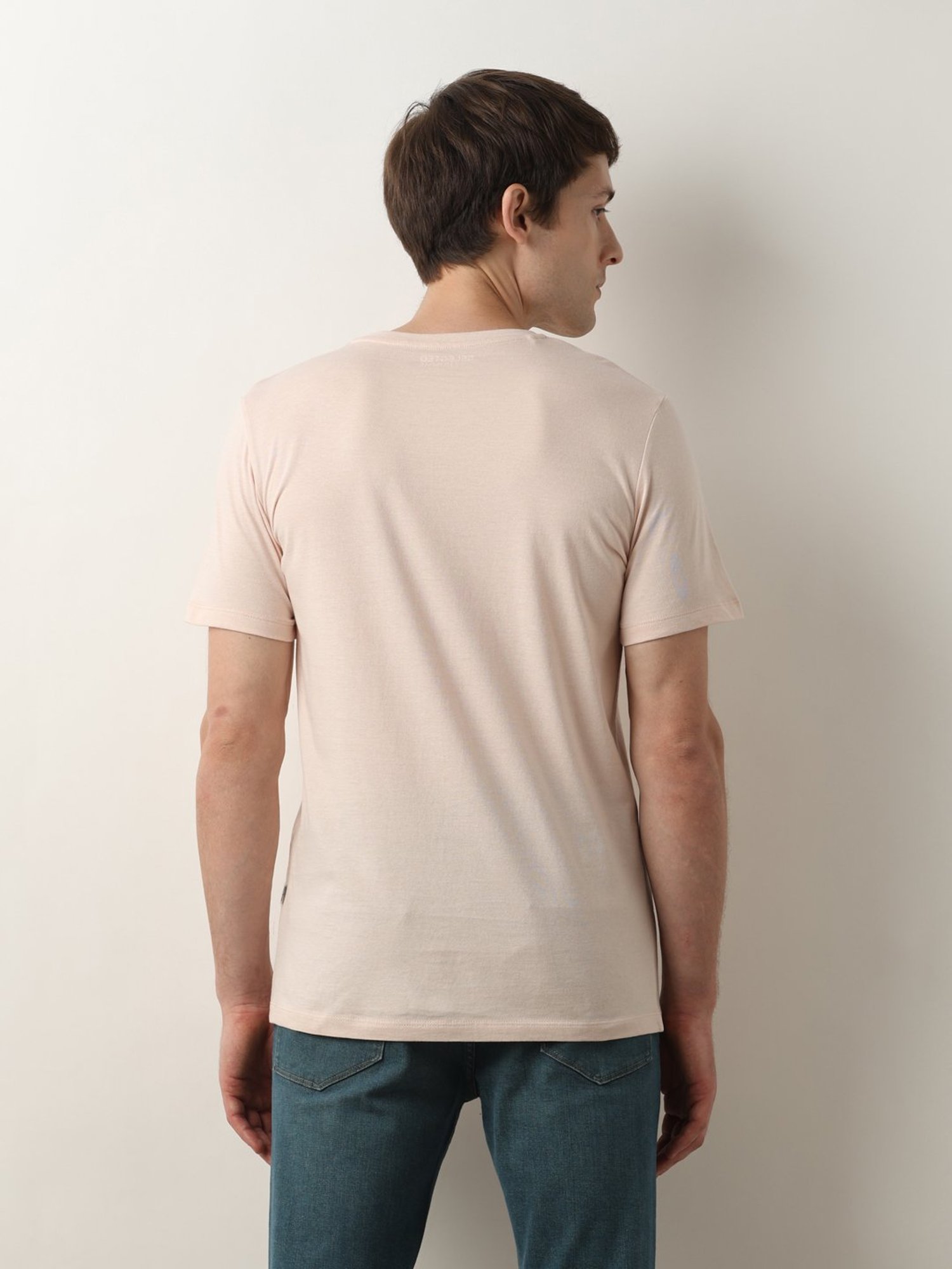SELECTED HOMME Light Pink Slim Fit Cotton Crew T-Shirt