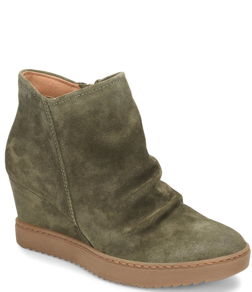 Sofft Siri Waterproof Suede Wedge Ankle Booties