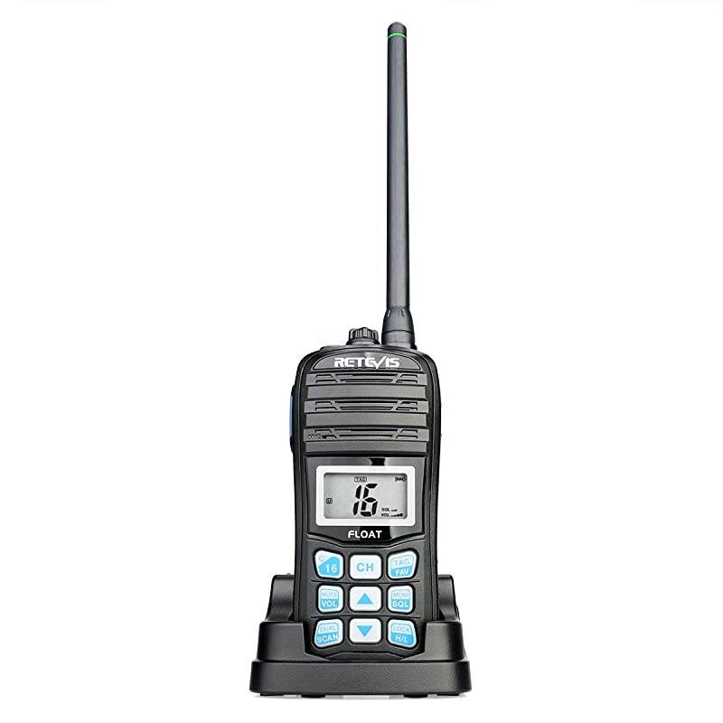 RT55 Marine Radio Handheld Long Range Floating Walkie Talkie Waterproof IP67NOAA Weather Alert Vibration Water Draining VHF Radio 1 Pack