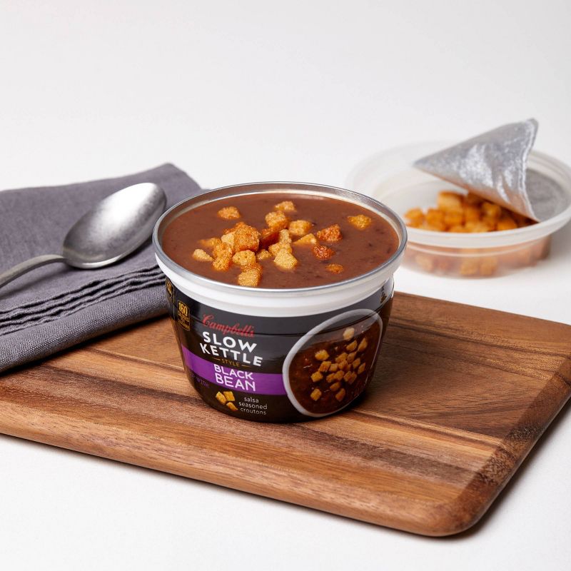 Campbell's Slow Kettle Style Black Bean Soup With Crunchy Toppings, 7.44oz Microwavable Cup