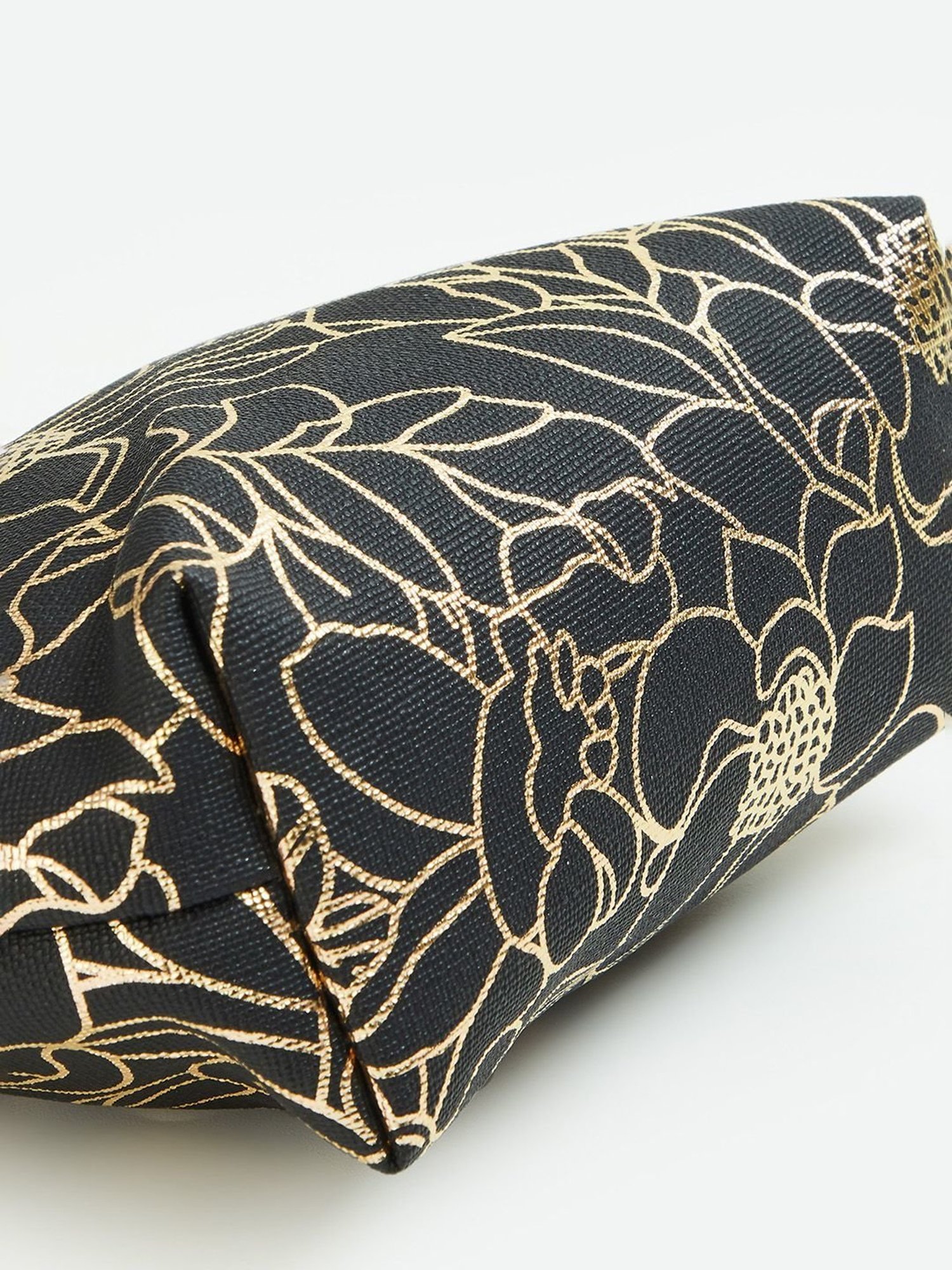 Ginger by Lifestyle Black & Golden Printed Free Size Toiletry Pouch