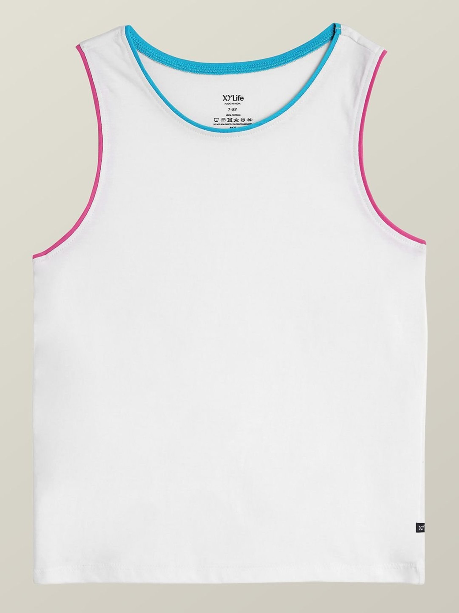 XY Life Kids White & Black Relaxed Fit Tank Top (Pack of 2)