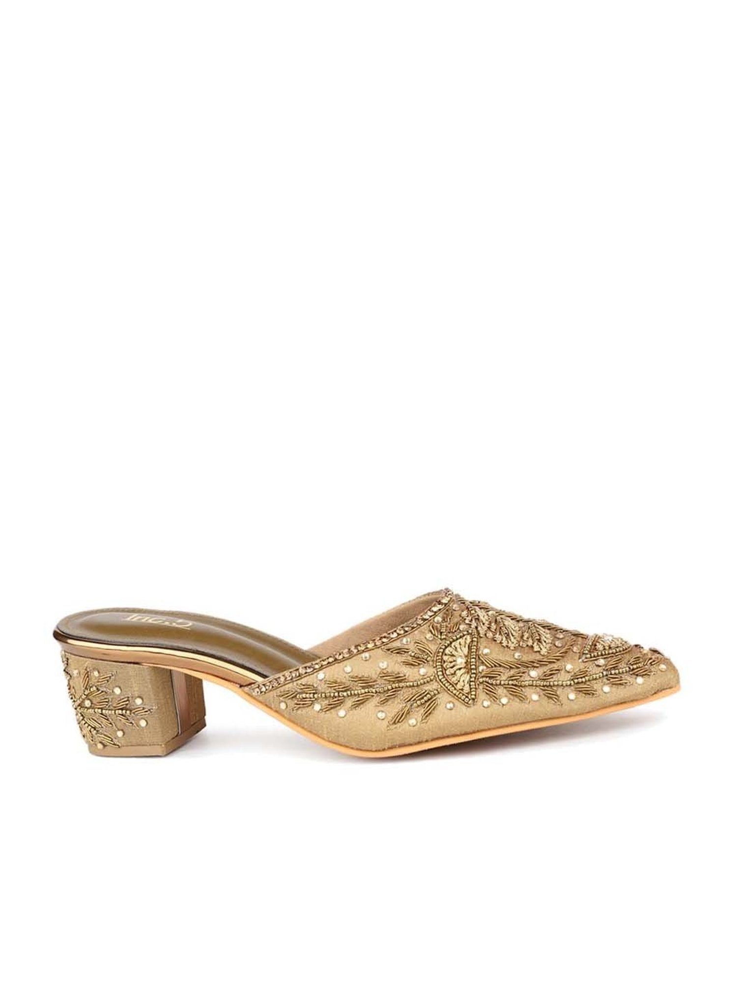 Inc 5 Women's Antique Gold Mule Shoes