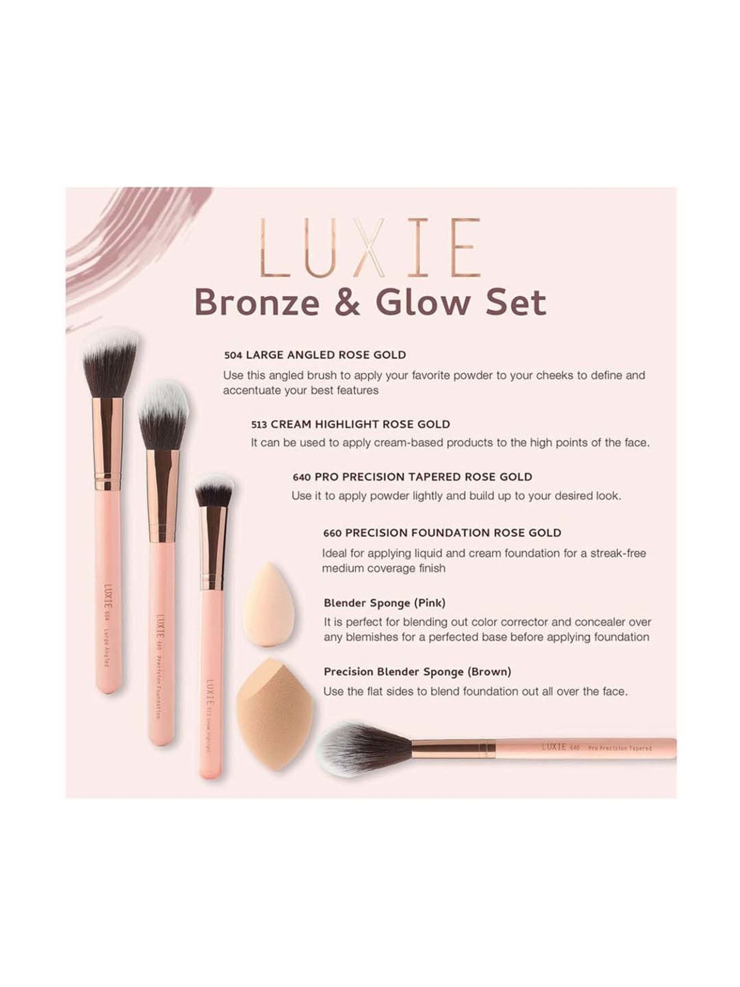 Luxie Rose Gold Bronze & Glow Brush Gift Set