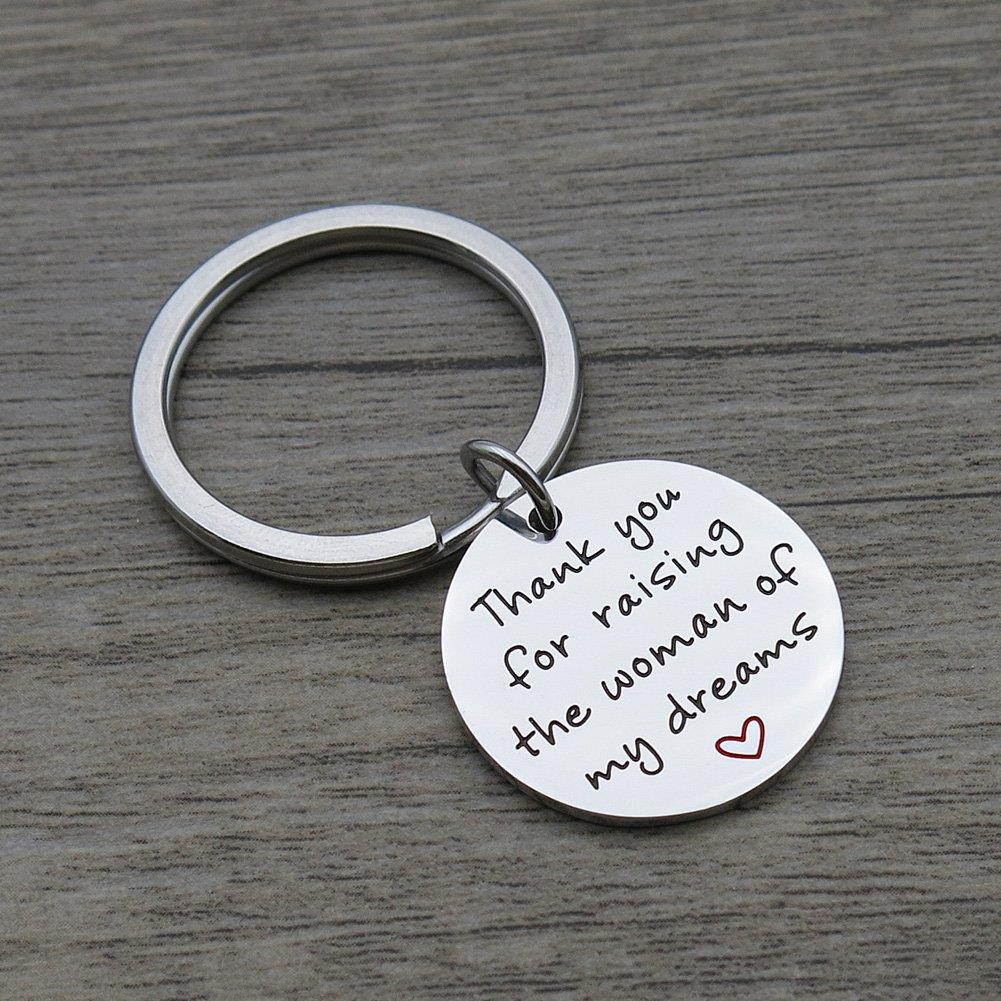 Thank You for Raising the Woman of My Dreams Mother Gift Mother in Law Future Mother Groom Bride Wedding Stainless Steel Pendant Keychain Key Ring