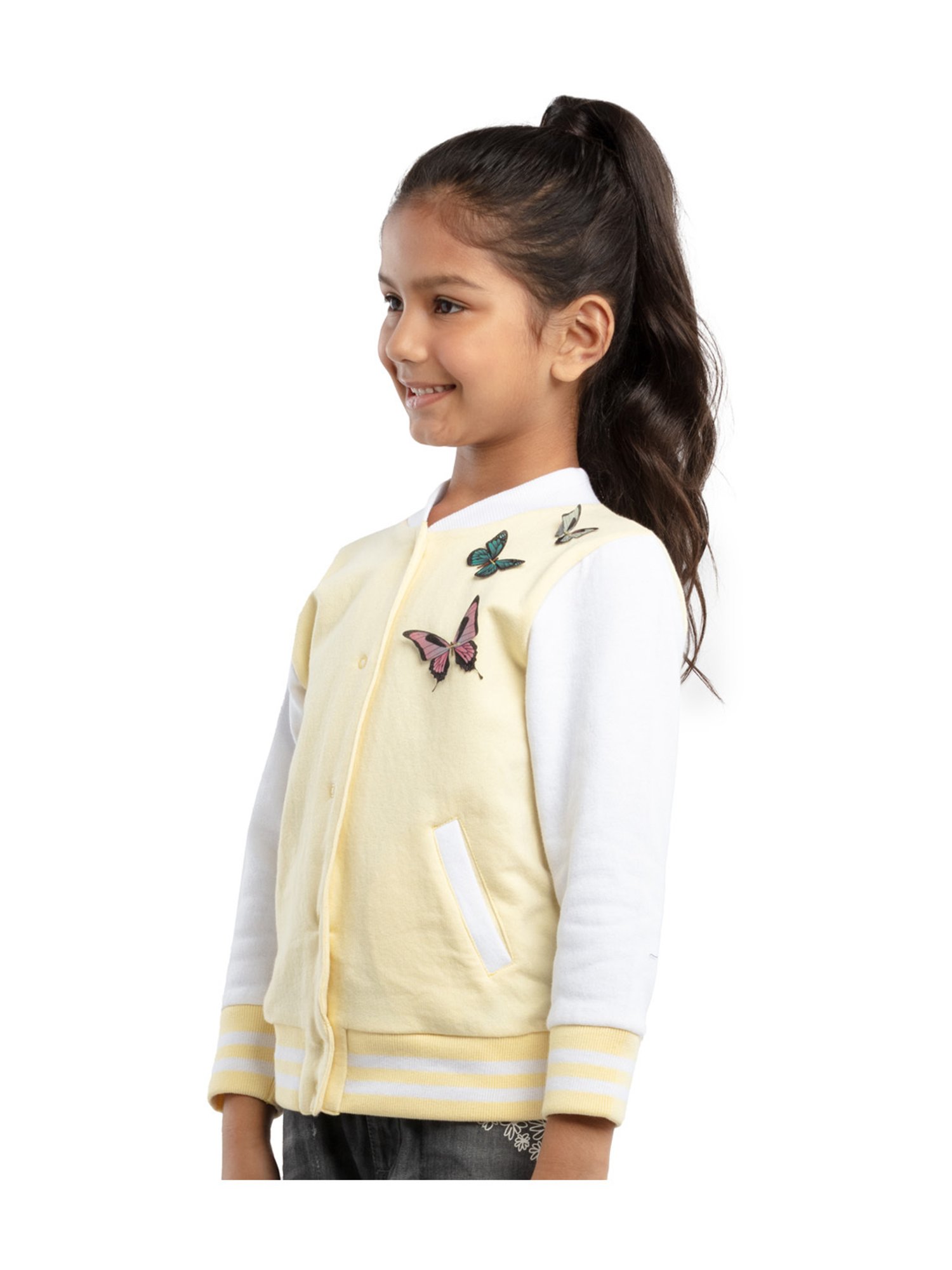 KIDS ONLY Blue Cotton Embroidered Full Sleeves Sweatshirt