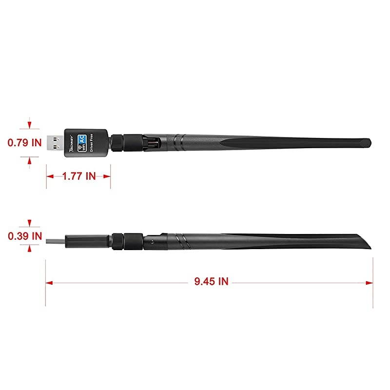 Wifi Adapter 600mbps, Wireless Usb Adapter Dual Band 2.42GHz/5.8GHz Lan Card 802.11ac Network Card for Desktop Laptop PC Support Windows 10 / 8.1 / 8 / 7 / XP / Vista