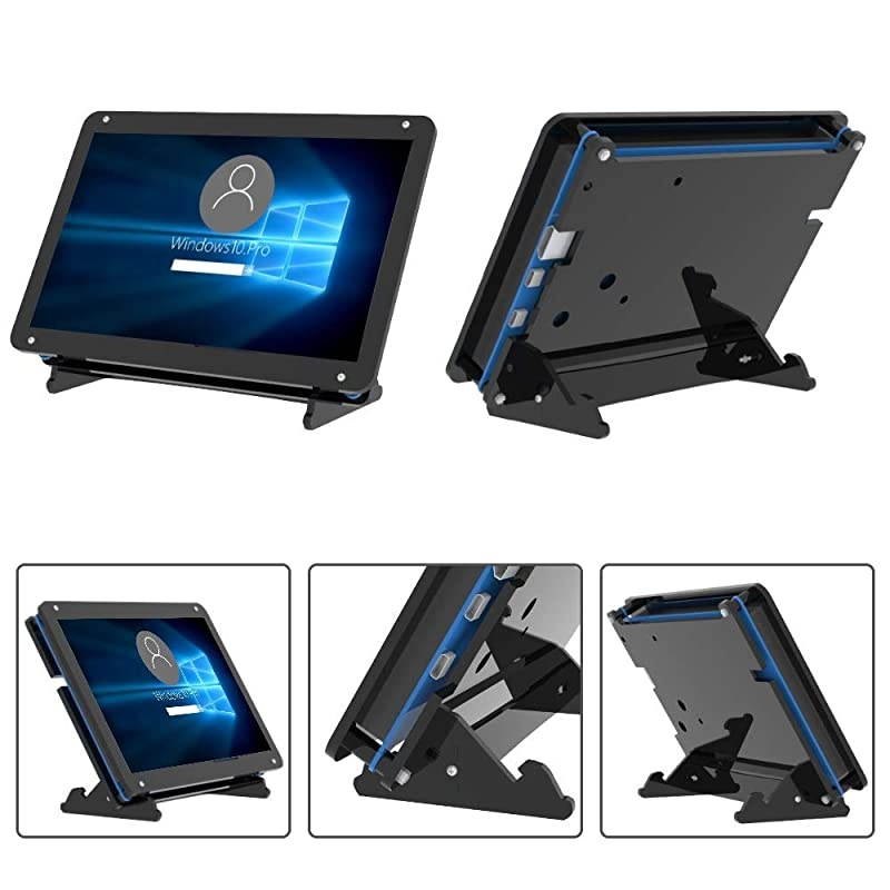 Monitor with Acrylic Case 7 inch Screen IPS Capacitive Display 1024x600 Compatible with Raspberry Pi 4 Win10 IOT and Laptops Adjustable Angle Touch Function