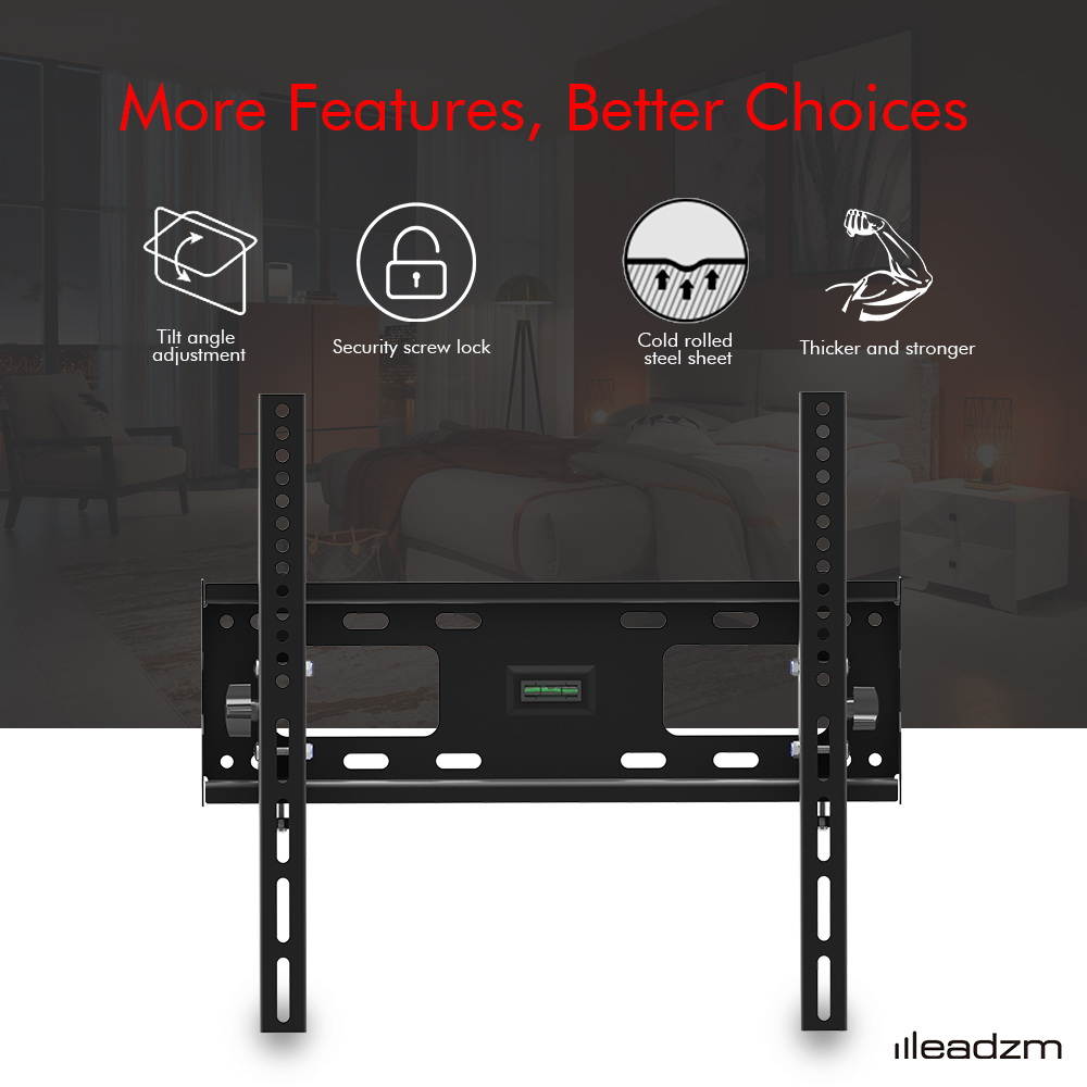 LEADZM TMW400 32-65" Flat Tilting TV Wall Mount with Spirit Level