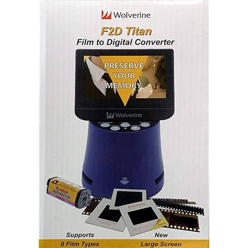 Titan 8-in-1 20MP High Resolution Film to Digital Converter with 4.3" Screen and HDMI Output, Worldwide Voltage 110V/240V AC Adapter, 32GB SD Card & 6ft HDMI Cable Bundle (Blue)