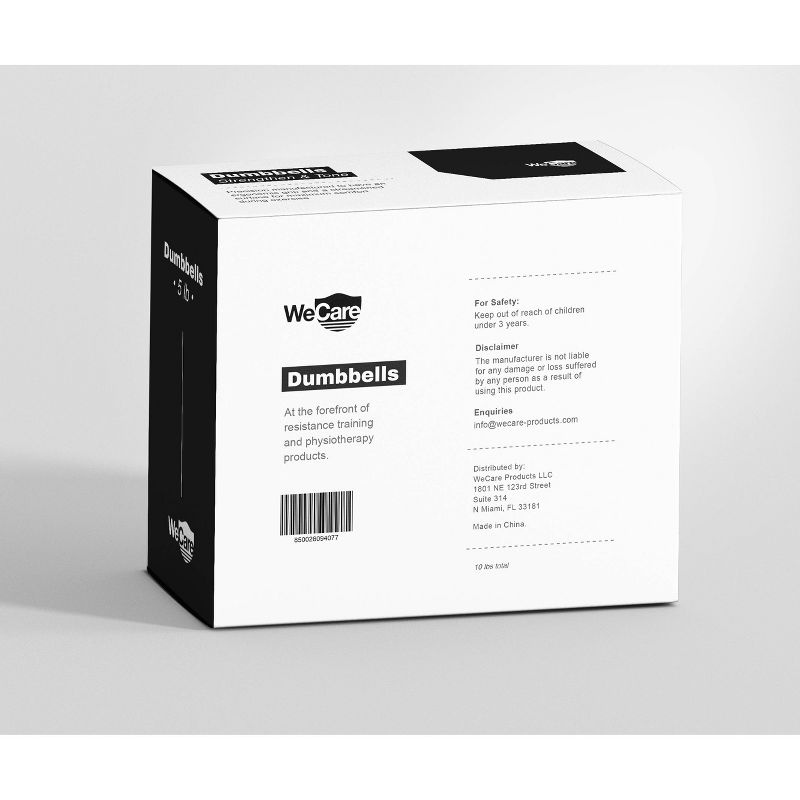 WECARE Neoprene Dumbells 2pc - Black 5lbs