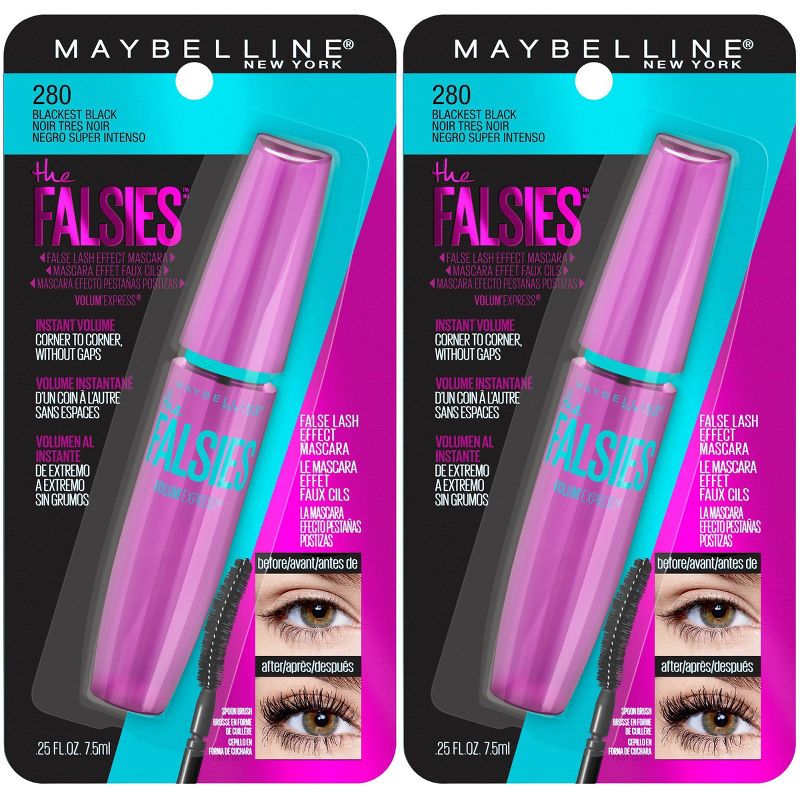 Maybelline Volum Express The Falsies Washable Mascara Blackest Black - 2pc