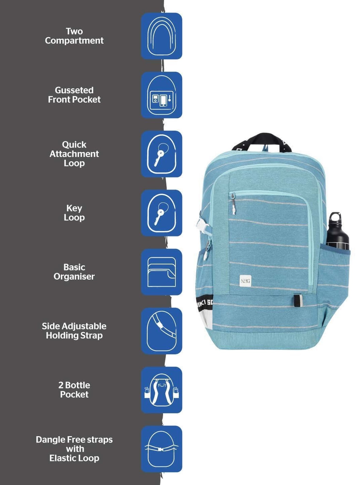 Wiki 34 Ltrs Blue Medium Backpack