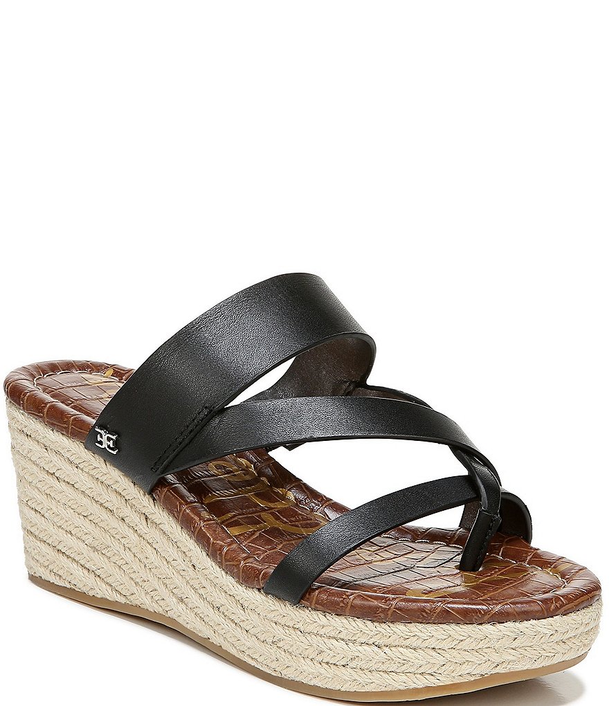 Sam Edelman Raleigh Leather Strappy Jute Wrapped Wedge Sandals