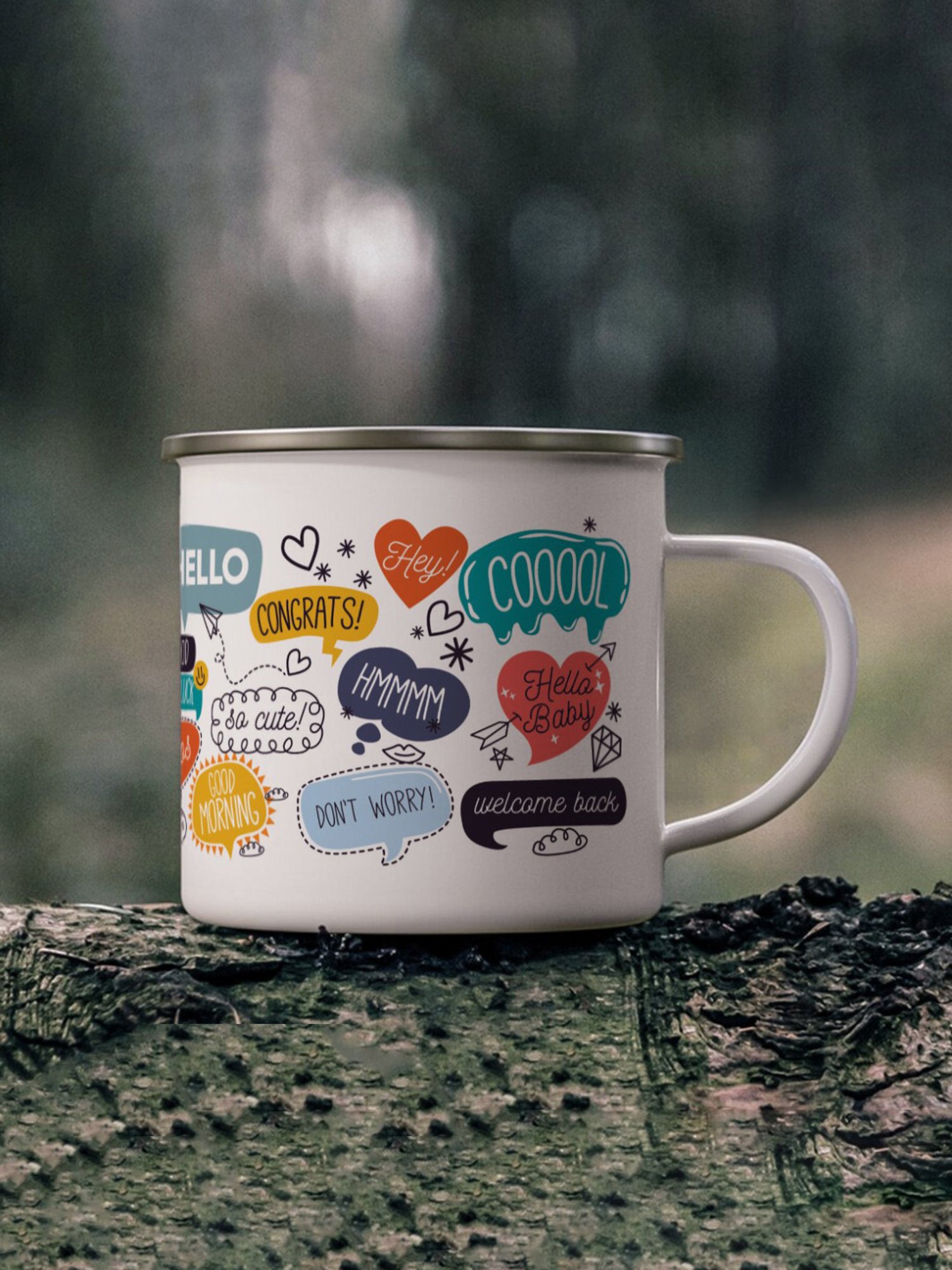 Gathari Enamel White Stainless Steel Coffee Mug