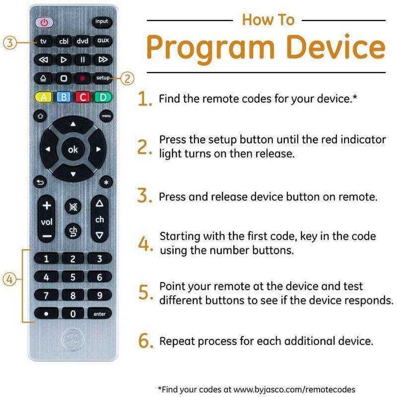 GE Universal Remote Control, Black, 34708 & Universal Remote Control for Samsung, Vizio, LG, Sony, Sharp, Roku, Apple TV, TCL, Panasonic, Smart TVs, Streaming Players, Blu-ray, DVD, Silver, 33709