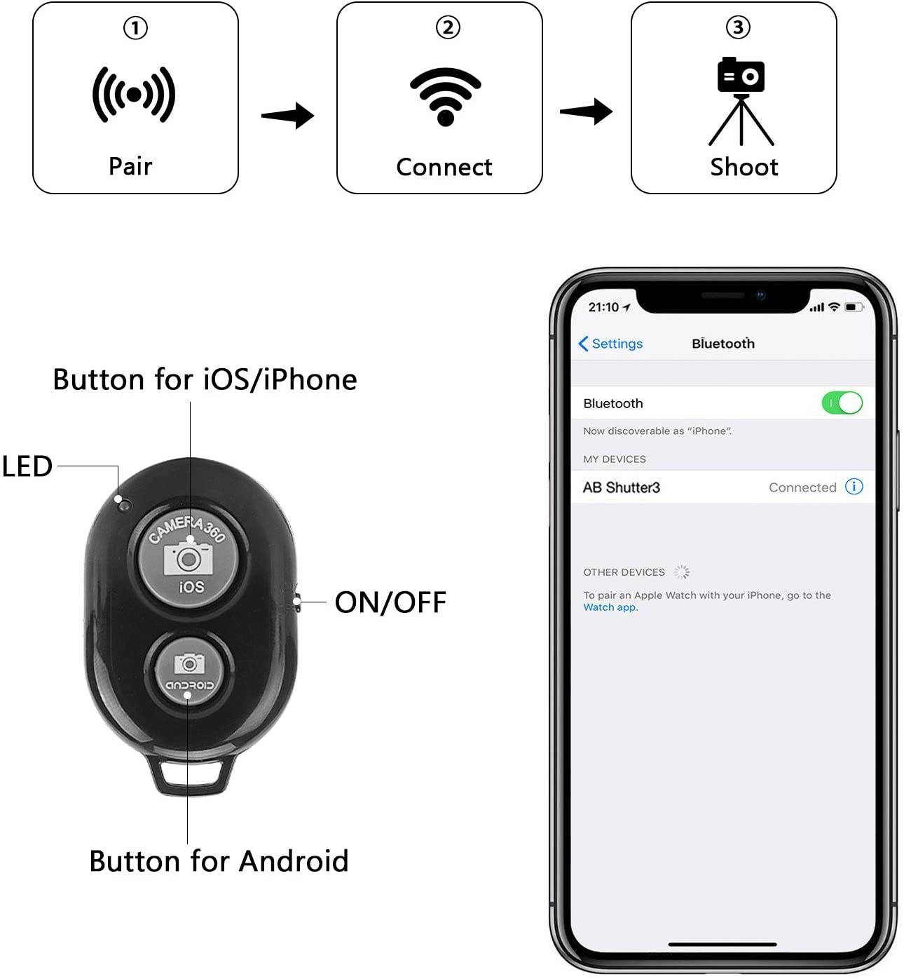 Compatible for iPad iPhone Tripod 55 Lightweight Aluminum Phone Camera Tablet Tripod + Wireless Remote + Universal 2 in 1 Mount Holder for Smartphone (Width 2.2-3.3)Tablet (Width 4.3-7.3)