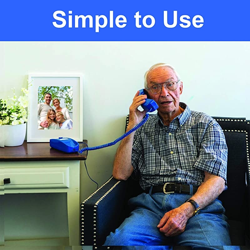 Phone - Phones for Seniors - Phone for Hearing impaired - Classic Blue - Retro Novelty Telephone - an Improved Version of The Princess Phones in 1965 - Style Big Button