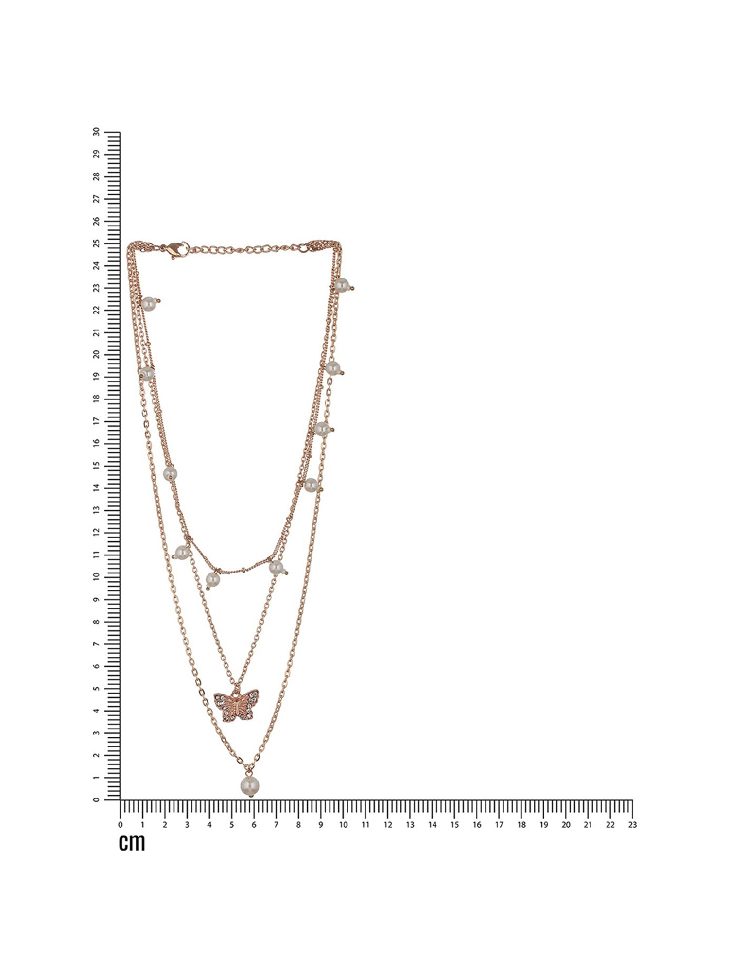 Aatmana Gold-Plated Butterfly & Pearl Hanging Layered Necklace