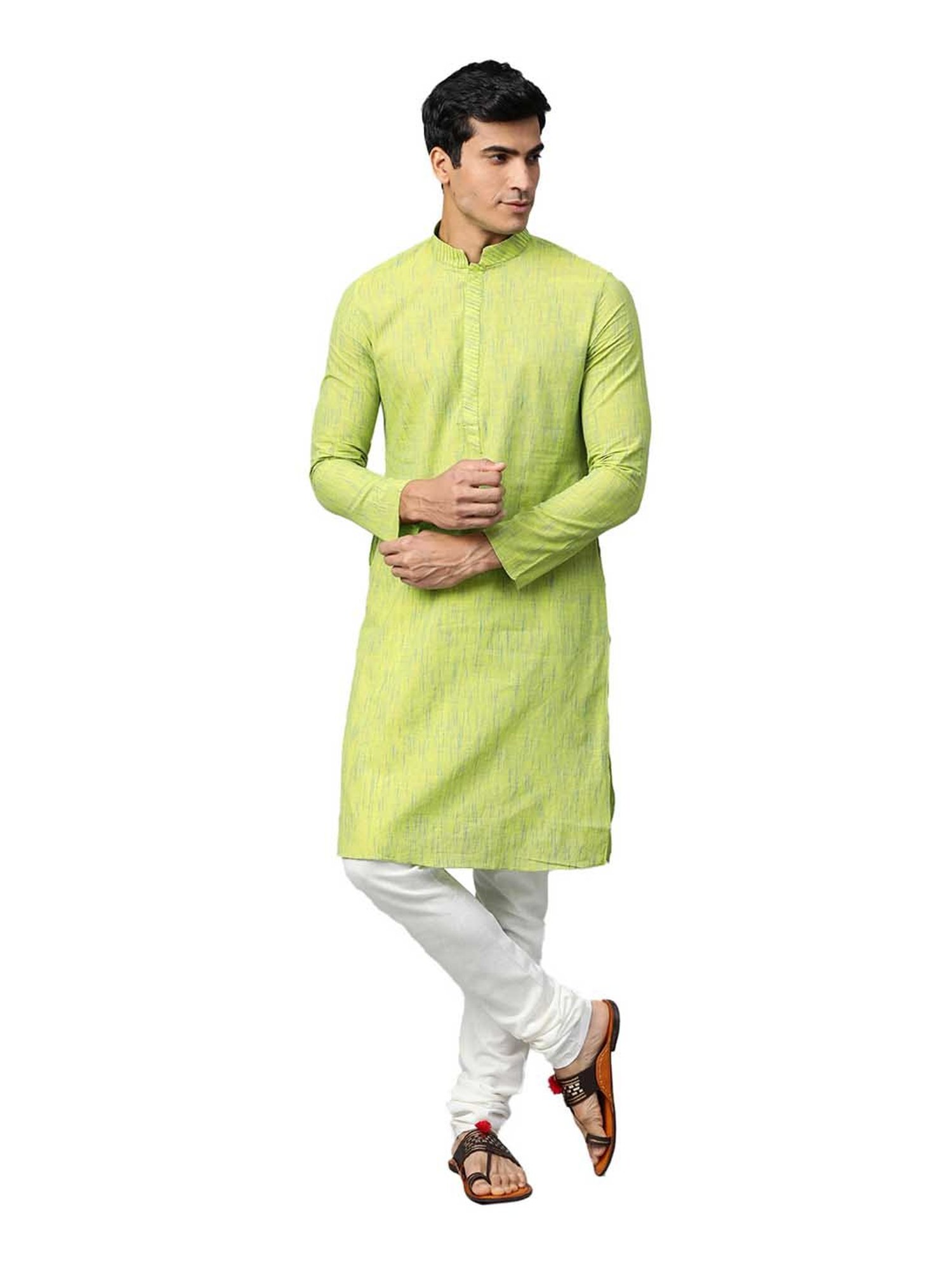 Manthan Green & White Regular Fit Kurta