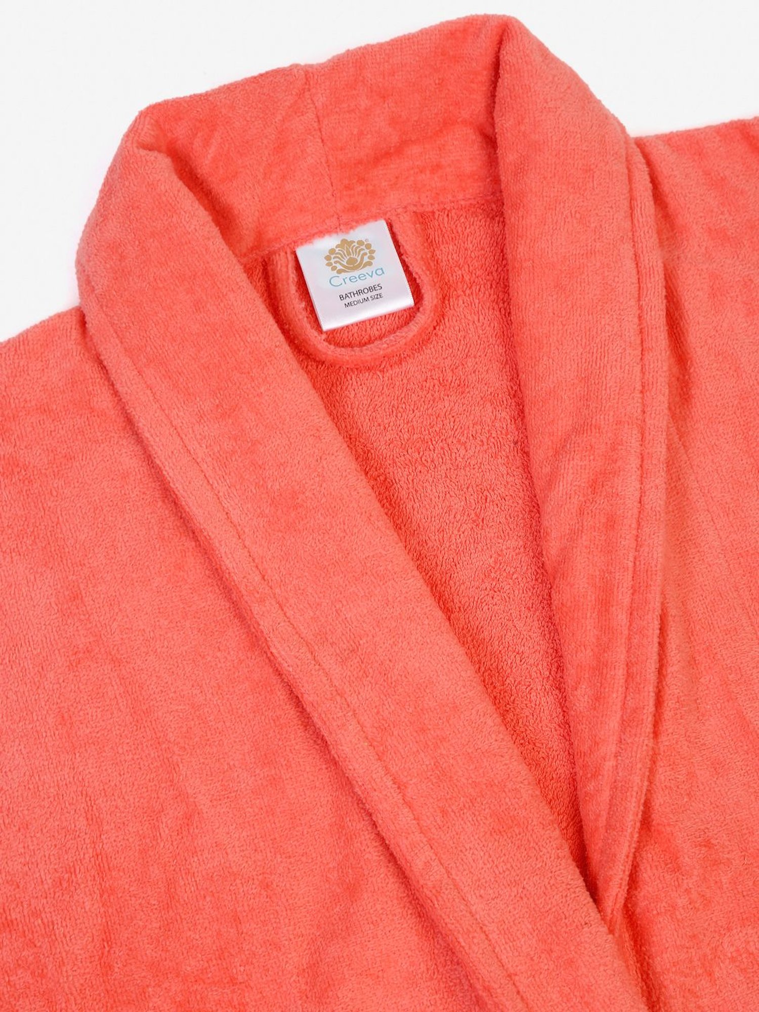Creeva Everyday Red & Navy 225 GSM Micro Terry Bathrobe with Front Pocket & Kimono Collar
