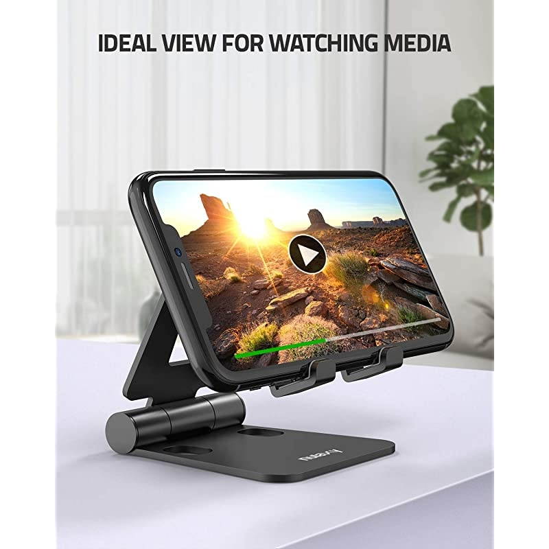 A4 Cell Phone Stand Fully Foldable Adjustable Desktop Phone Holder Cradle Dock Compatible with Phone 11 Pro Xs Xs Max Xr X 8 iPad Mini Nintendo Switch Tablets 710 All Phones