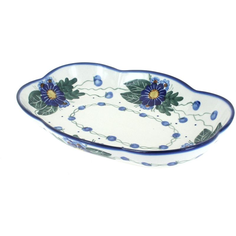 Blue Rose Polish Pottery Forget Me Not Scallop Dish